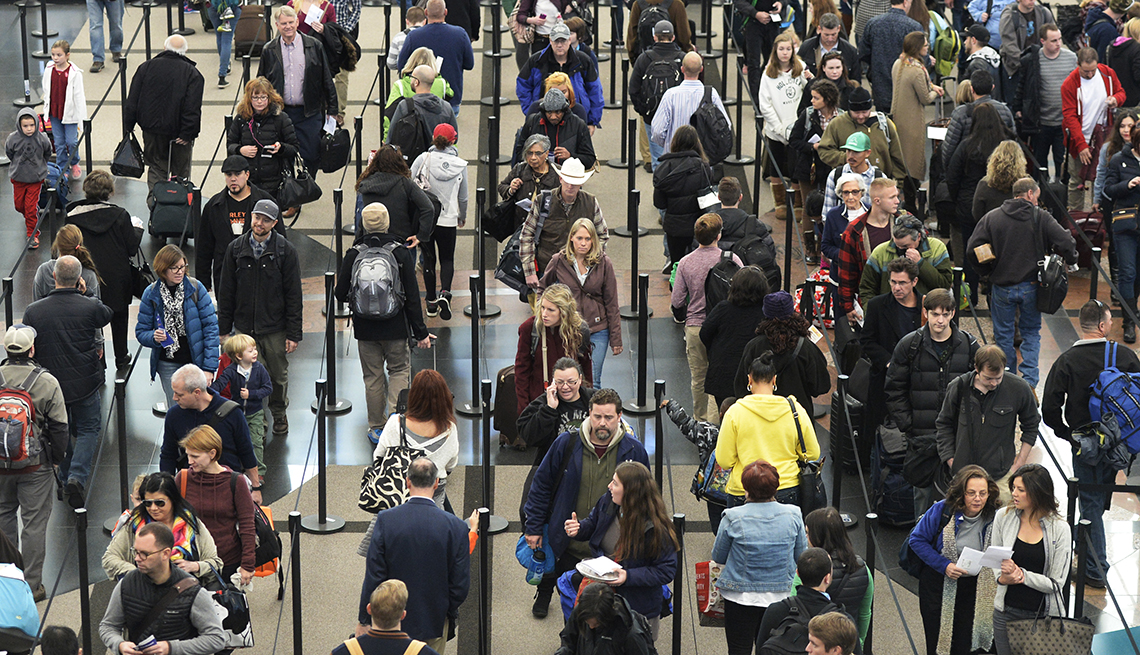 Security lines at Denver International Airport during the Thanksgiving holiday in 2014