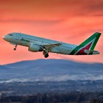 Alitalia A319 taking off at sunset. Photo by Fabio Sorce.