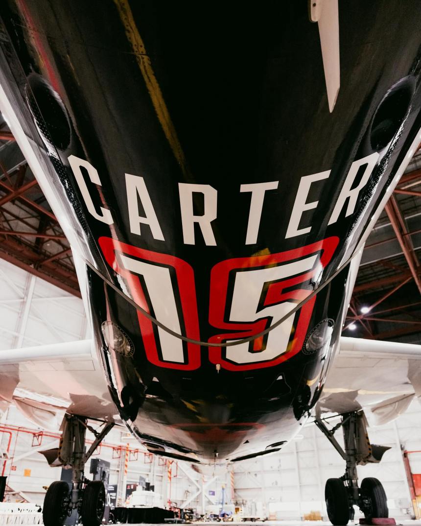 Image of underside of plane with Carter design on it.