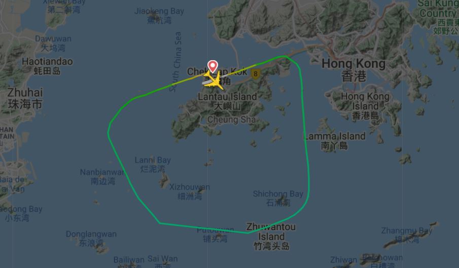 The Engine out route for 5X 003 returning to Hong Kong after Engine No.1 fire.