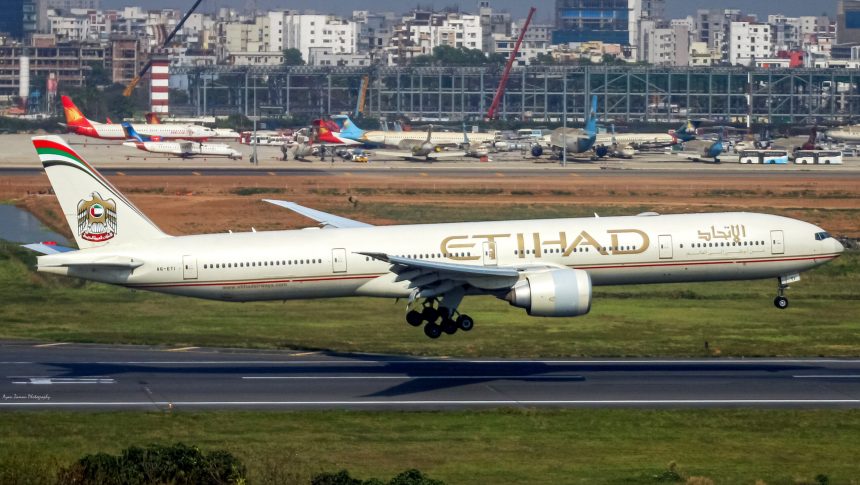 Etihad Airways Boeing 777 on the runway