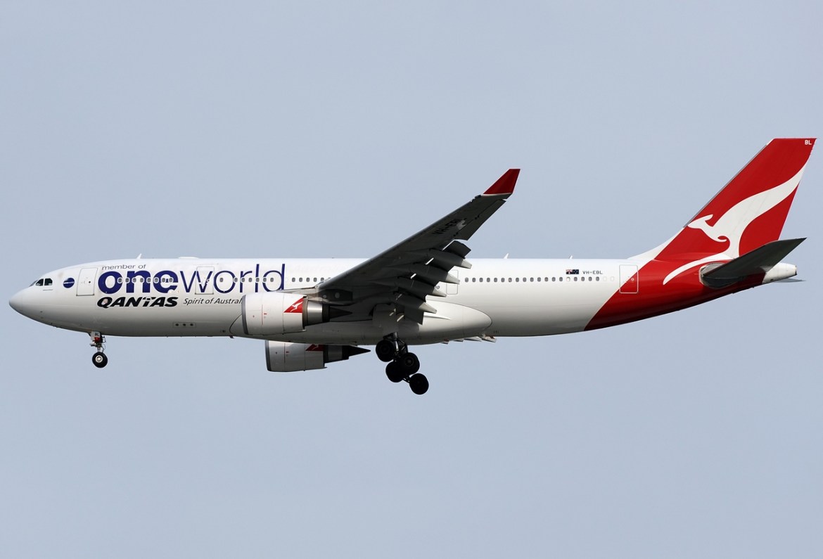 Qantas Airbus A330 Aeroplane Flying in the Sky 