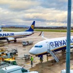 Ryanair planes at stand.