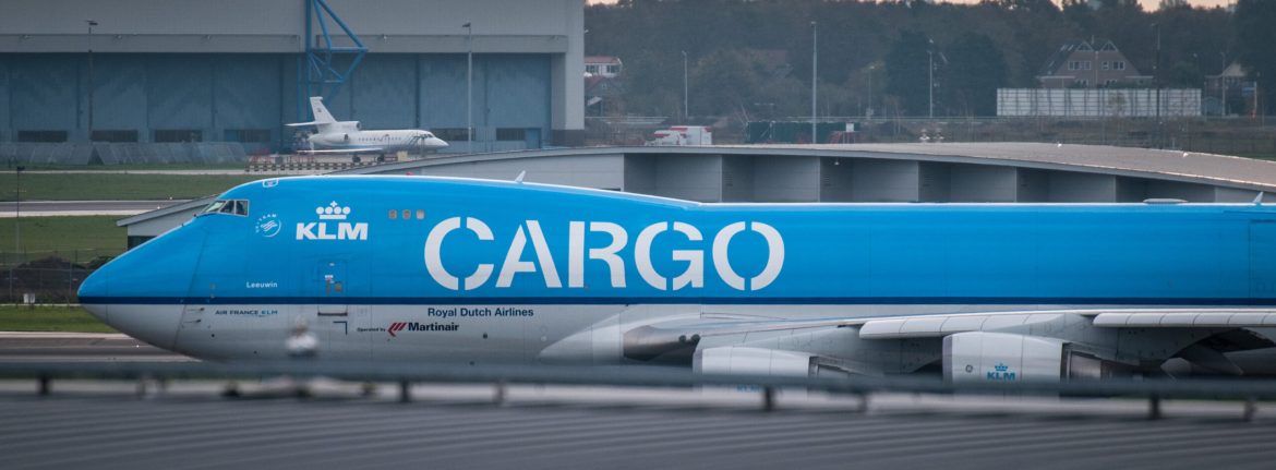 Blue KLM Cargo Airplane at Schiphol Airport 