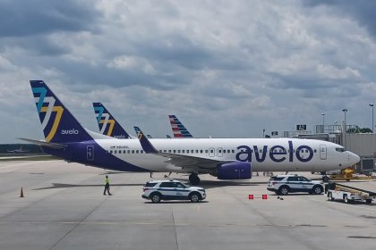 Avelo Airlines plane on the runway