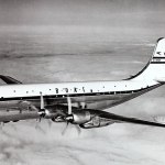 Boeing 377 Starcruiser in flight.