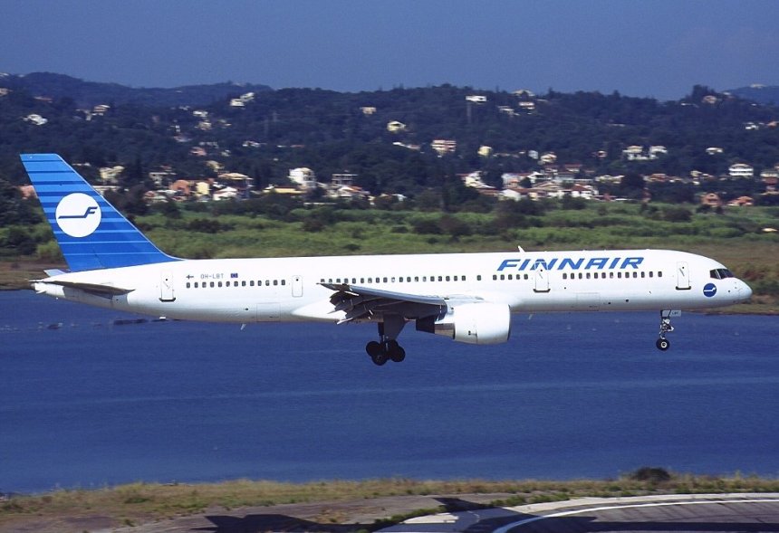 Finnair Boeing 757 flying through the air