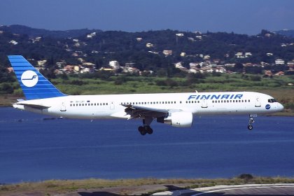 Finnair Boeing 757 flying through the air