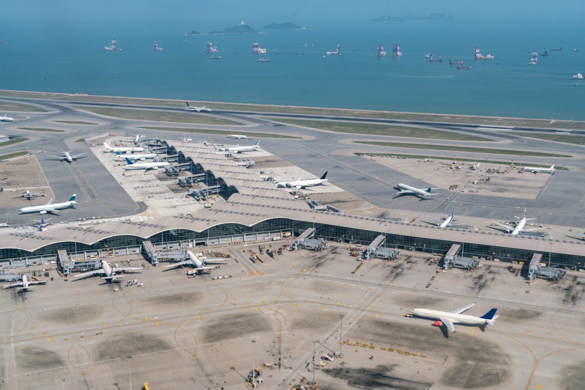 Ariel view of Hong Kong International Airport. 