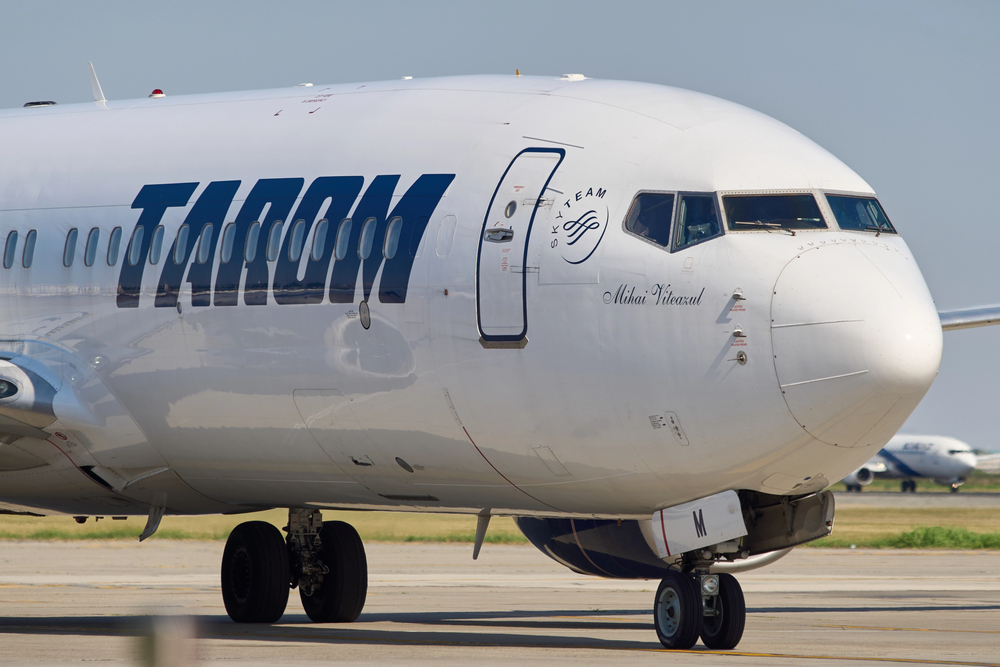 Otopeni, Romania. 2nd Aug, 2024: A Tarom airline plane carrying romanian Olympic gold medalist swimmer David Popovici returns from Olympic Games Paris 2024 arrives at Bucharest Henri Coanda International Airport, in Otopeni, Romania.