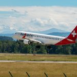 Zurich, Switzerland, June 16, 2024 HB-JVM Helvetic Airways Embraer E190LR aircraft is landing on runway 14