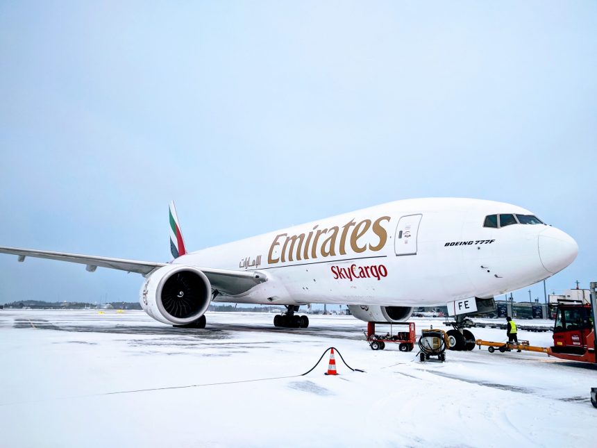 the Emirates SkyCargo EK9370 on snow