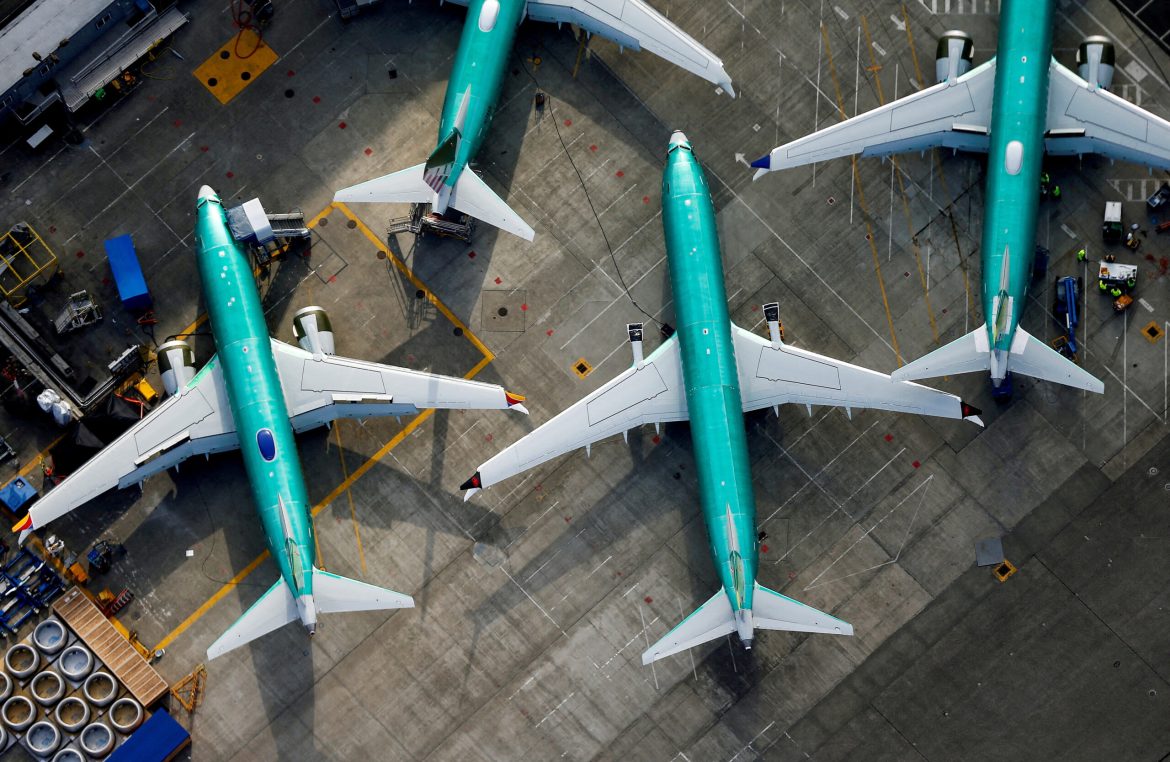 An aerial photo shows planes from above