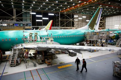 A plane in a warehouse