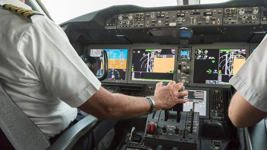 Pilots in the cockpit