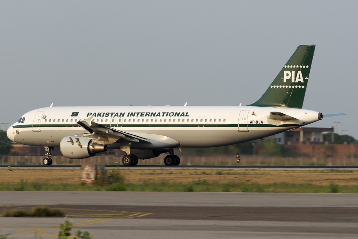  Pakistan International Airlines Airbus A320 retrojet at Allama Iqbal International Airport