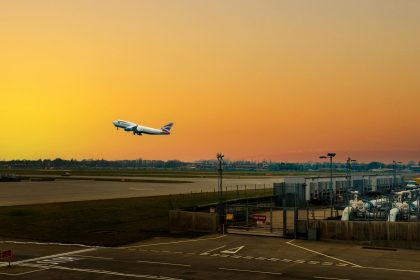 A airplane taking off from London Airport by Quintin Geller