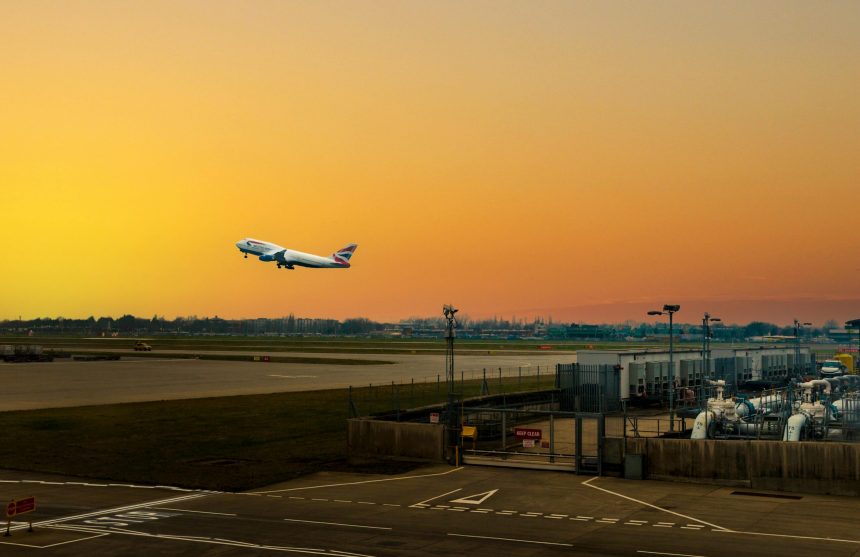 A airplane taking off from London Airport by Quintin Geller