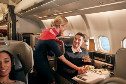 Qantas in flight meal service