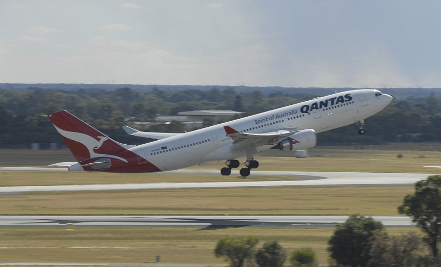 Qantas A330 taking off