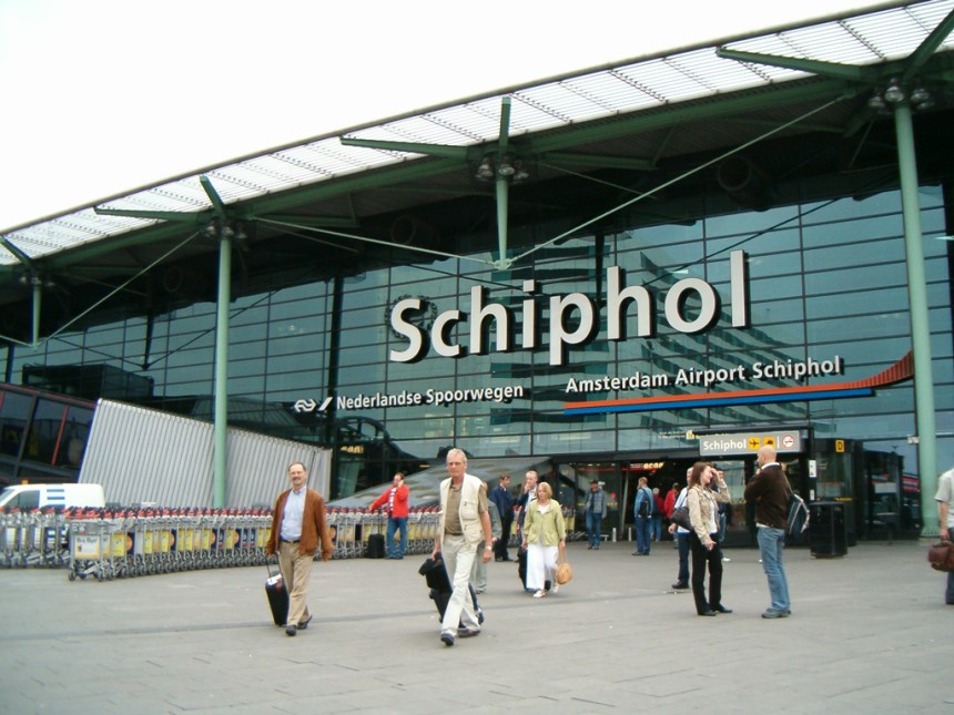 The entrance to Schiphol Airport