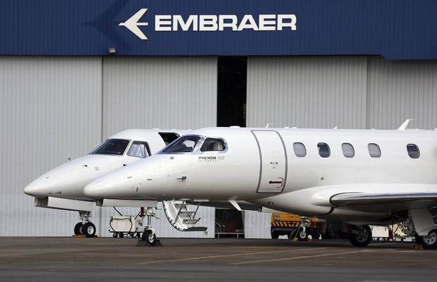 Embraer Hangar in Brazil with aircraft outside