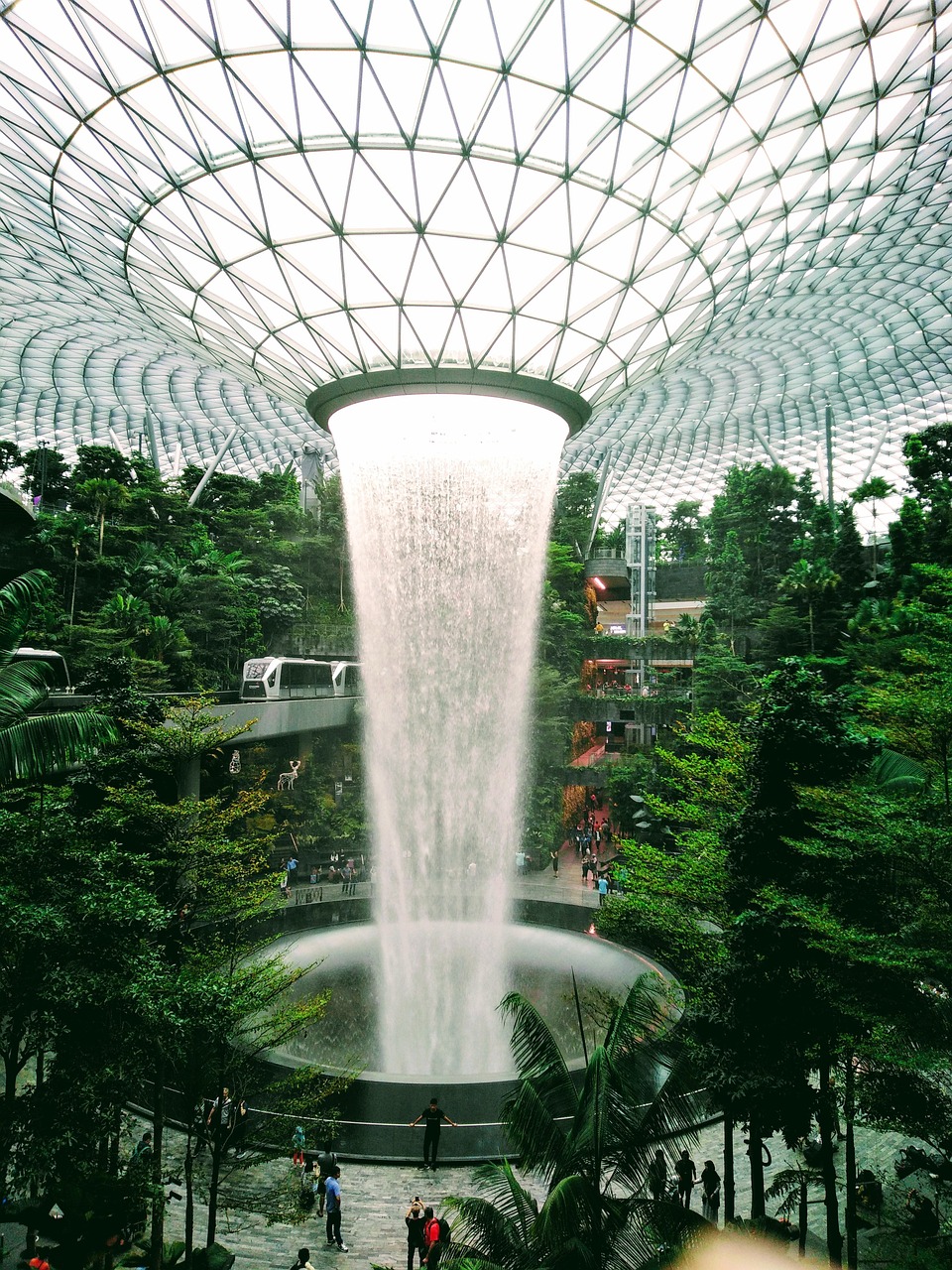 The waterfall inside Singapore Airport. 