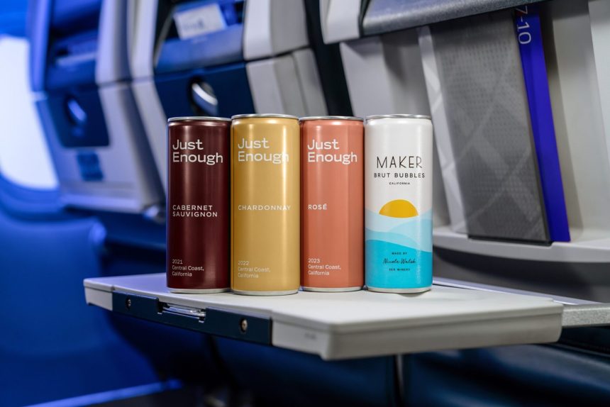 United Airlines canned wines