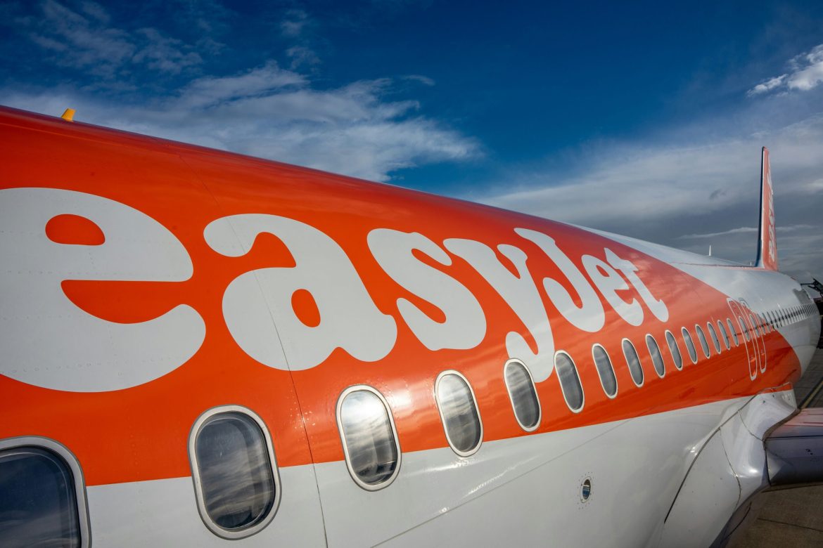 Close look at an EasyJet aircraft