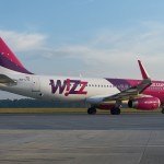 A Wizz Air a320 at stand.