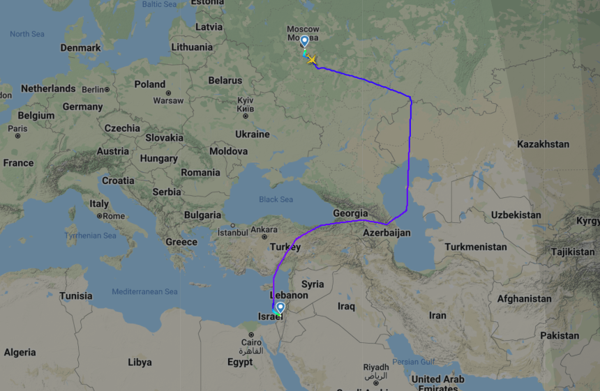 El Al, LY612, Moscow - Russia Flight Route © Flight Radar